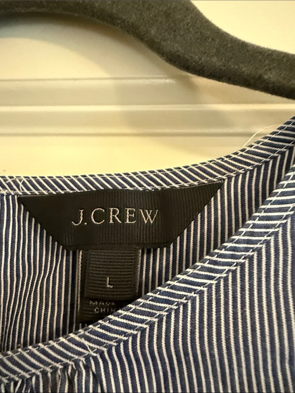 J. Crew Blue Embroidered Peasant Blouse